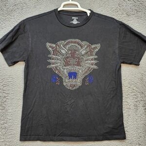 Novamen Shirt Mens Medium Black Tiger Rhinestone Graphic Tee Rose Detail India